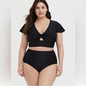 Torrid Black Wireless Flutter Sleeve Bikini Top